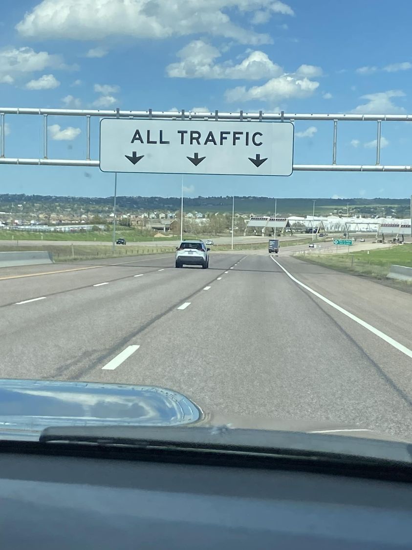 May be an image of road and text that says 'ALL TRAFFIC'