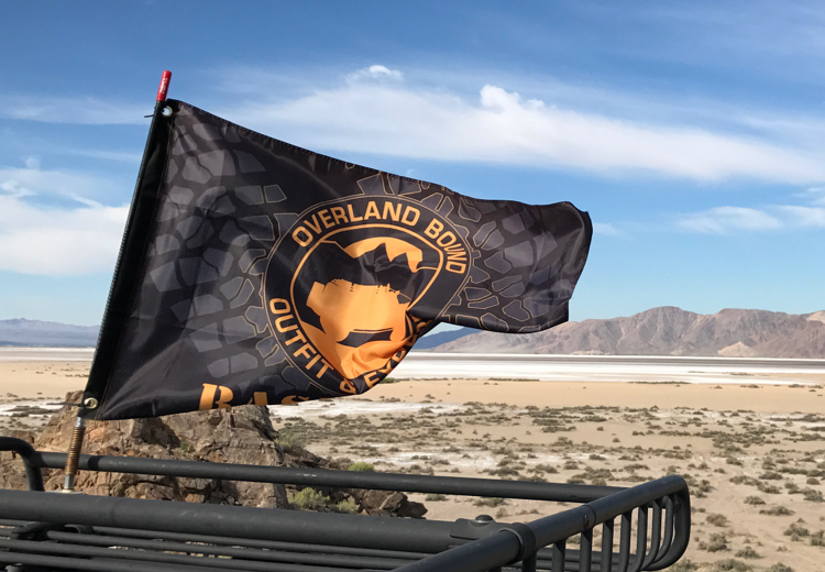 Overland Bound flag waving in the breeze