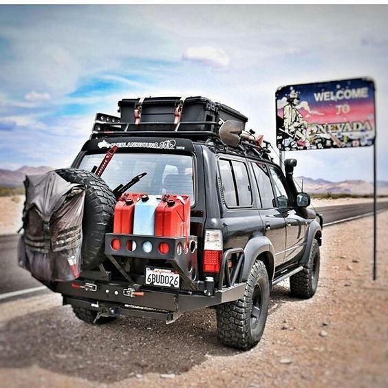 Overland Bound truck at the Nevada state line