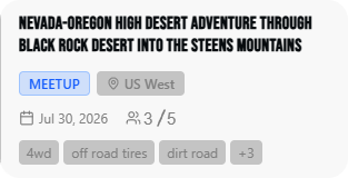 Rally Point trip: Nevada-Oregon High Desert Adventure, Jul 30 2026, 3 of 5 spots